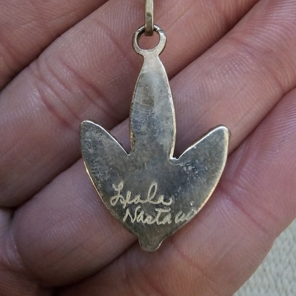 Large 2in Turquoise Sterling Inlayed Post Dangle Native American Earrings - Picture 5 of 7